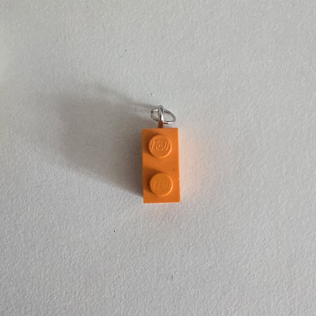Orange Lego Brick Pendant Charm Custom Hand Made